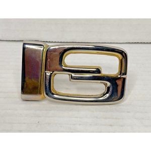 Authentic GUCCI Parfums Mod Brev DOUBLE G Gold/Silver Tone  Buckle Made in italy